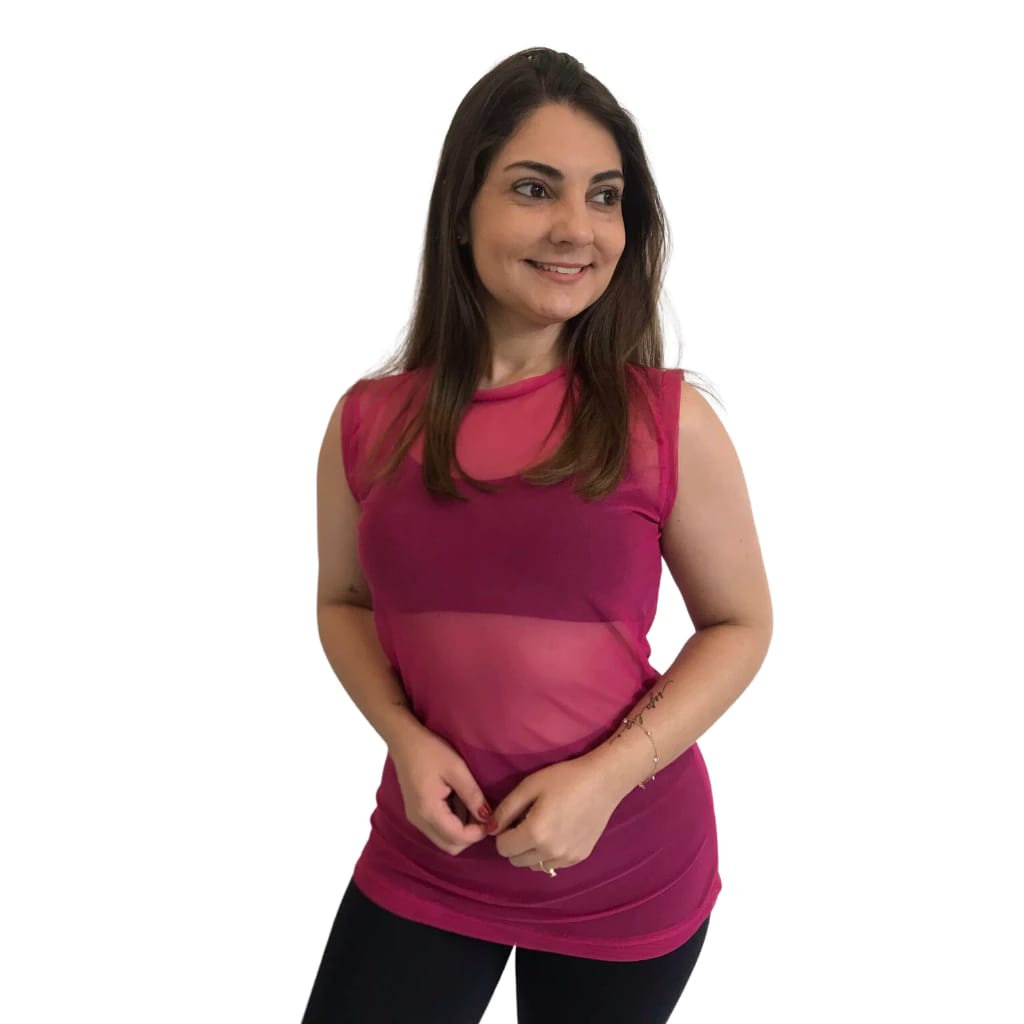 Camiseta tule sem manga