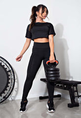 Conjunto Liz - Cropped Preto + Calça porta celular