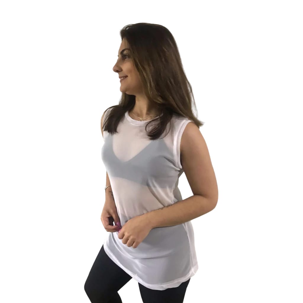 Camiseta tule sem manga